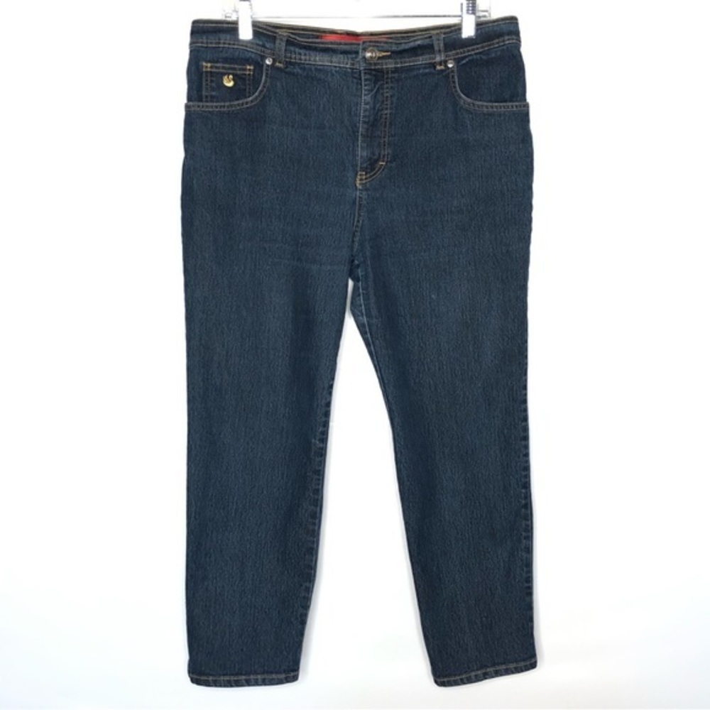 Gloria Vanderbilt Dark Wash Straight Leg Jeans Size 14 Short 5-pocket 25” Inseam